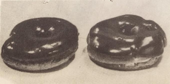 Bolo "anel Choux com creme." Foto do livro "Produção de doces e bolos," 1976