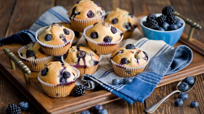 Muffins com mirtilos. Fotos - Yandex. fotos