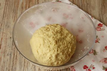 Bolo de areia delicioso recheado com cebola e queijo derretido